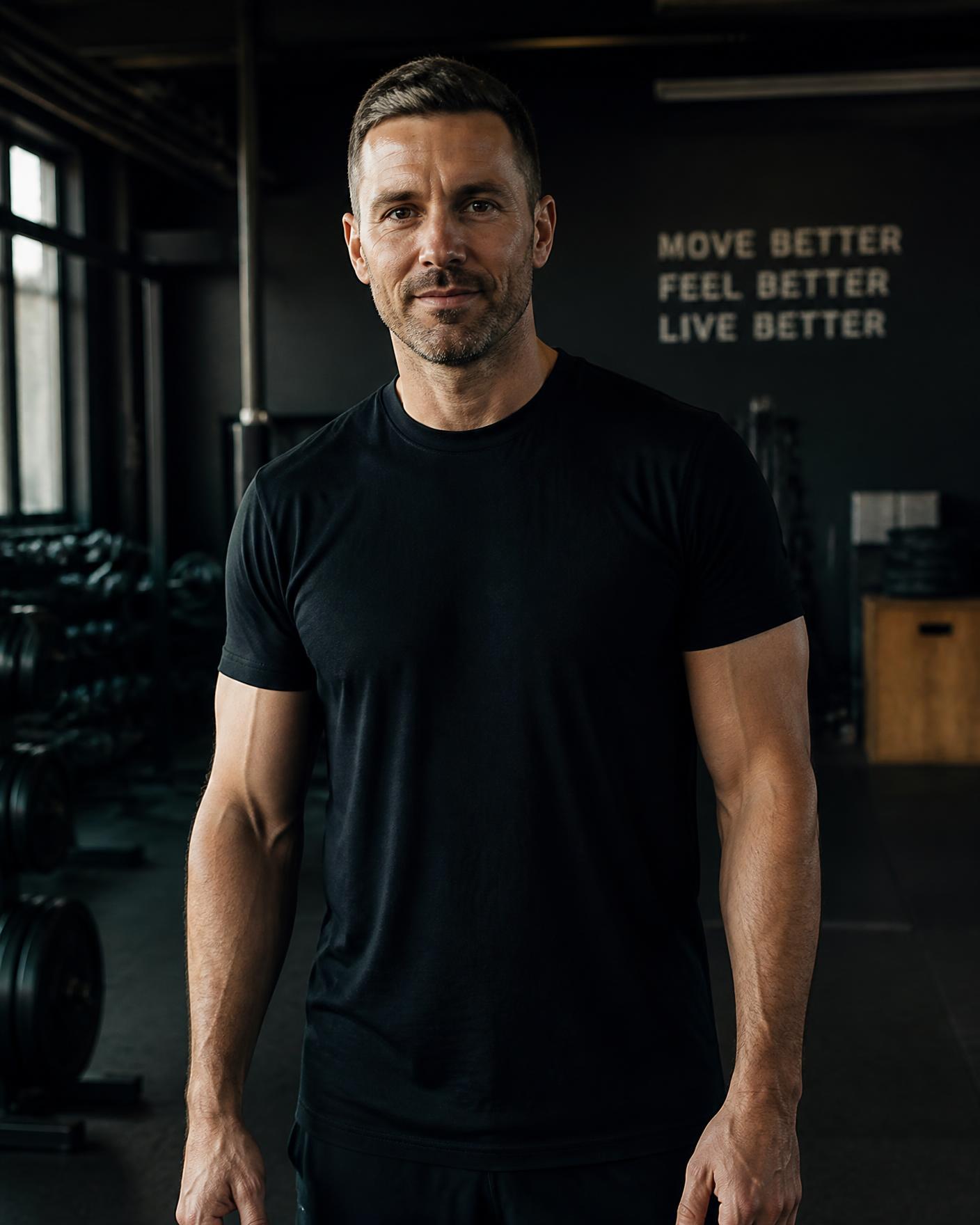 Luke Neal, personal trainer in Worcester, standing in his gym